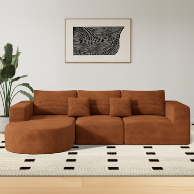 Canapé modulaire lourd de 105 po avec méridienne en L sans assemblage requis Canapé modulaire moderne avec assise très profonde Couches rembourrés confortables pour la chambre à coucher du salon