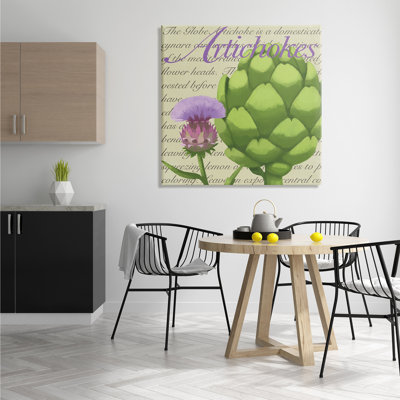 Artichaut en fleurs, légumes verts, écriture traditionnelle - impression