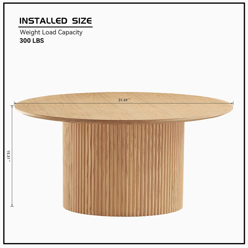 Table basse de 31,49 pouces pour table basse de style Mid-Century avec tables rondes en bois