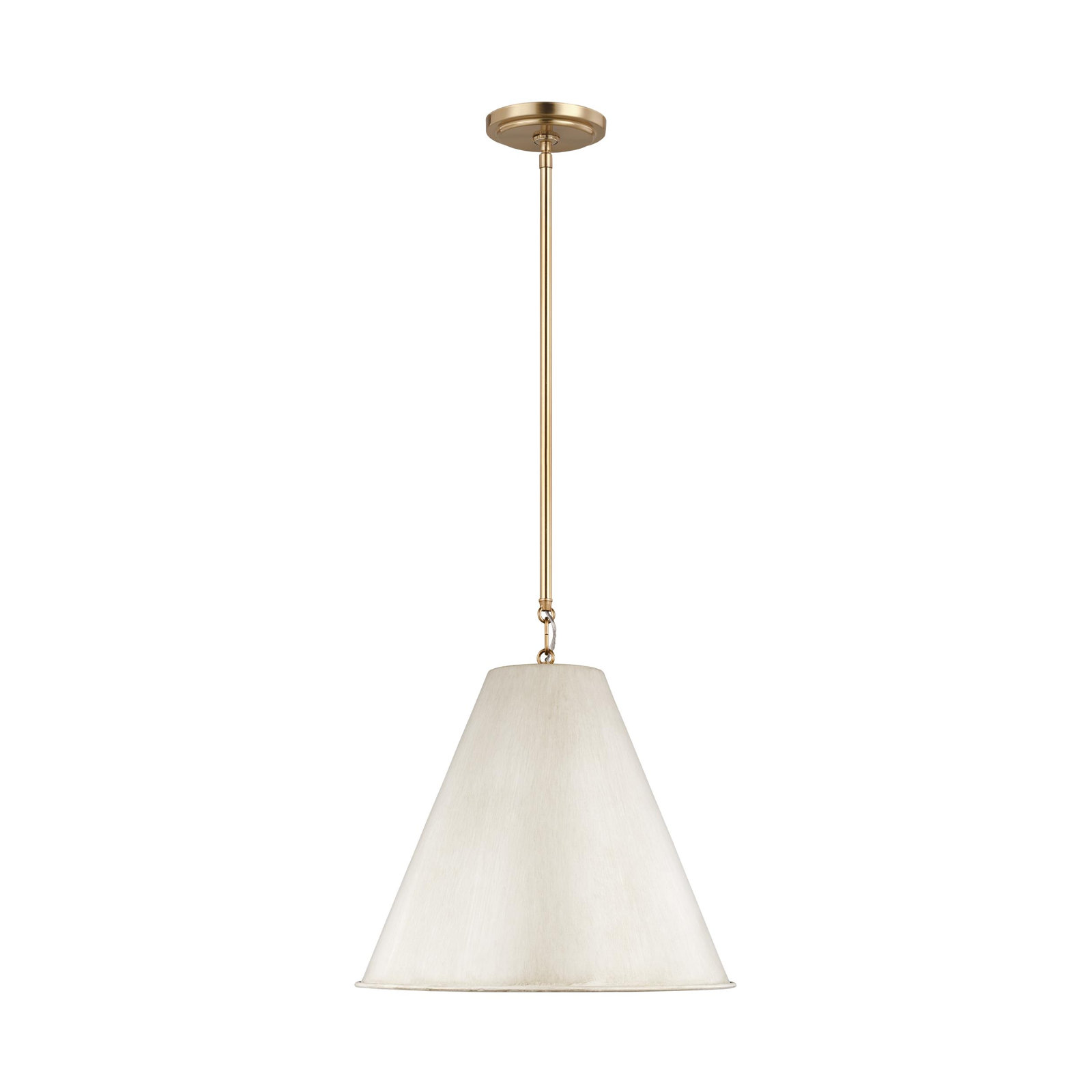 Camariae 1 - Light Single Cone Pendant, Satin Brass, Antique White
