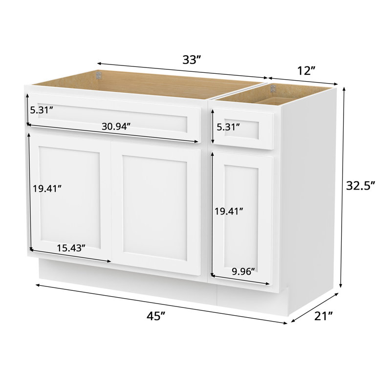 45 base de meuble-lavabo simple seulement, Blanc