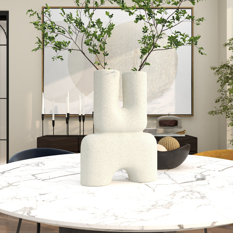 Vase de table en grès Sharee, Blanc