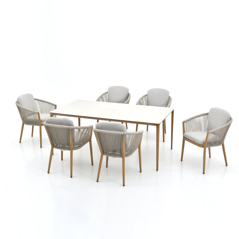 Turin 70.9'' Rectangular 6 - Person Outdoor Dining Set with Cushions