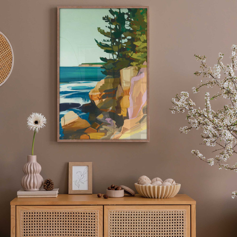 «Seacliff Whispers V2», impression encadrée sur papier par Azure Artisanal Studio, Rose poudre