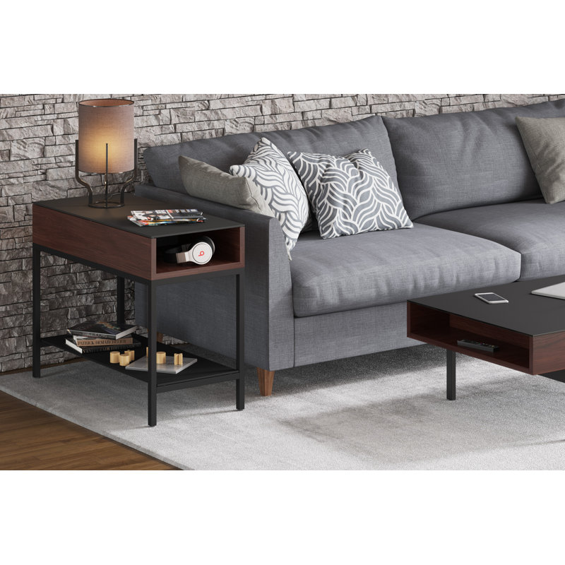 Reveal Glass Coffee Table, Chocolate Stained Walnut