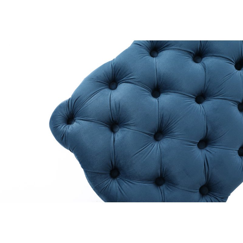 Lythrodontas 49cm Wide Velvet Tufted Rectangle Solid Colour Footstool Ottoman, Teal