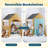 Wooden Kid Reading Hideaway with Chalkboard, Bookcase Storage, Fabric Curtains, DIY Friendly Playhouse for Nursery, Preschool, Bedroom