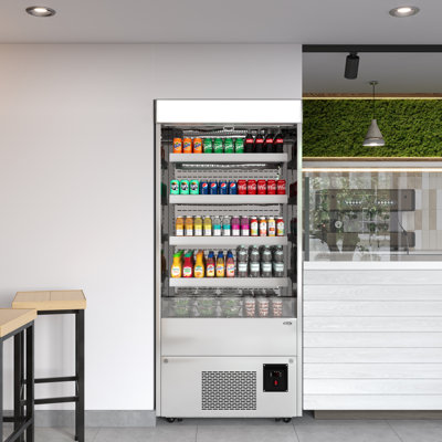 35.5 in. Open-Air Merchandiser Grab and Go Refrigerator, 18 cu. ft. in Stainless Steel (KM-CDA-18C-SS)