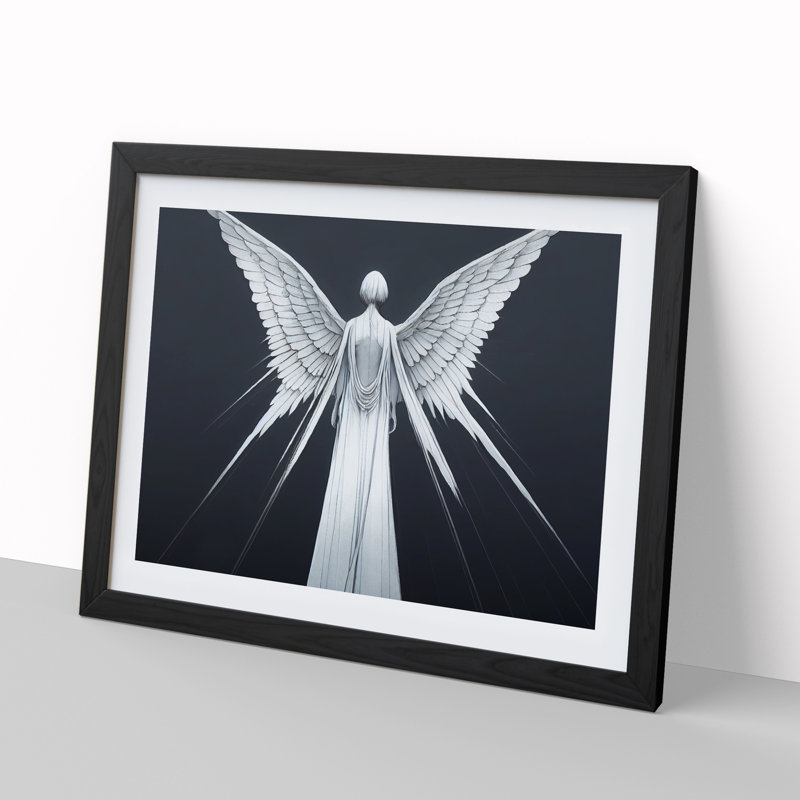 Stunning Angel - Single Picture Frame Print, Black, 46cm H x 64cm W x 2cm D