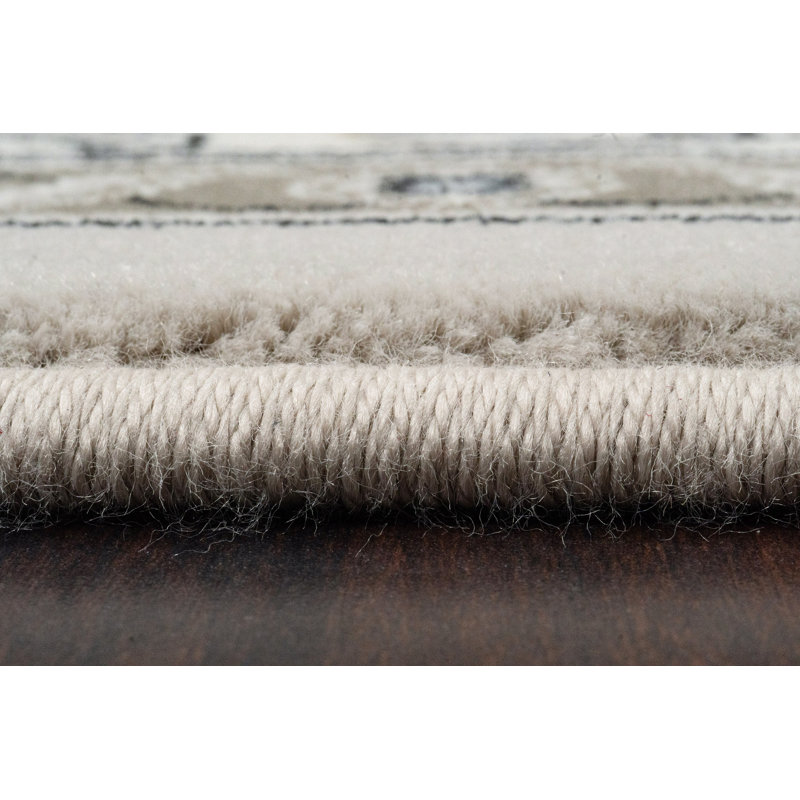Tapis gris doux / crème Attell, Ovale 5 pi 3 po x 7 pi 7 po