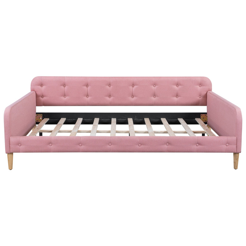 Upholstered Daybed with 4 Support Legs, Full / Double, Pink