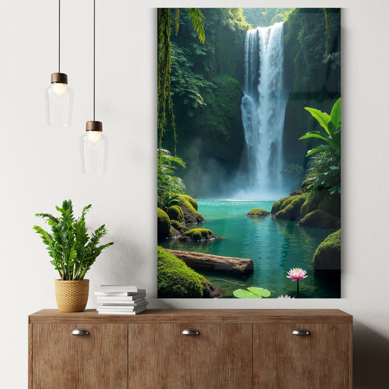 Art mural en verre trempé tropical, H 40 po x l 30 po