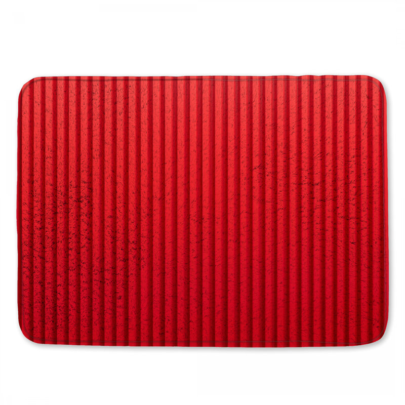 Tapis de bain rouge à rayures verticales, 24in W x 17in L