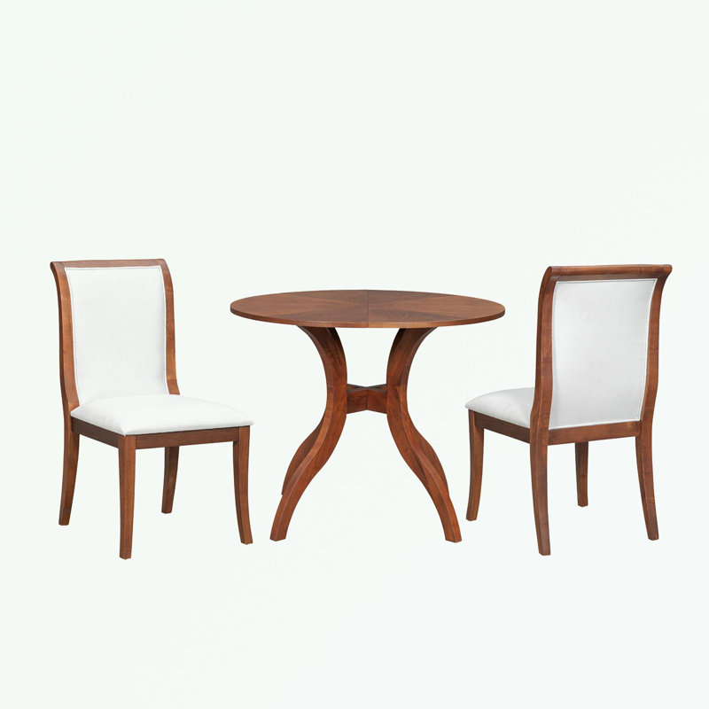 Ensemble de table de salle à manger 3 pièces avec 2 chaises d'appoint, Noyer
