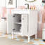 Ensemble de meuble-lavabo simple autoportant avec lavabo en céramique et armoire de rangement Eichman-1080865506