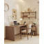 Bureau simple et moderne en L en bois massif avec armoire de rangement-802979149