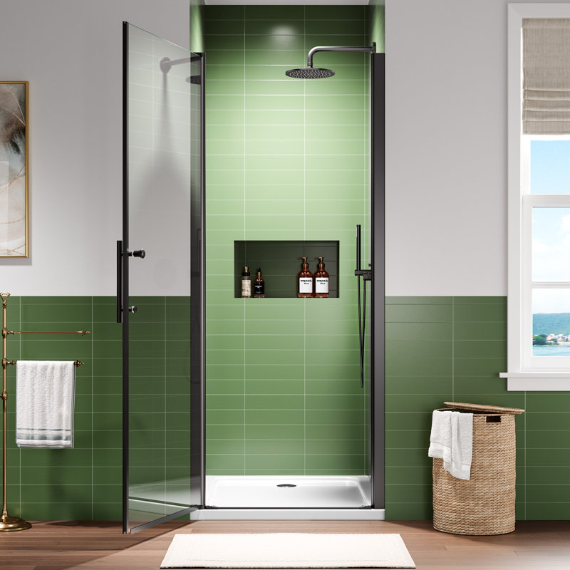 32-33.5＂W X 75＂Pivot Single Shower Door With 1/4＂(6Mm) Clear Tempered Glass