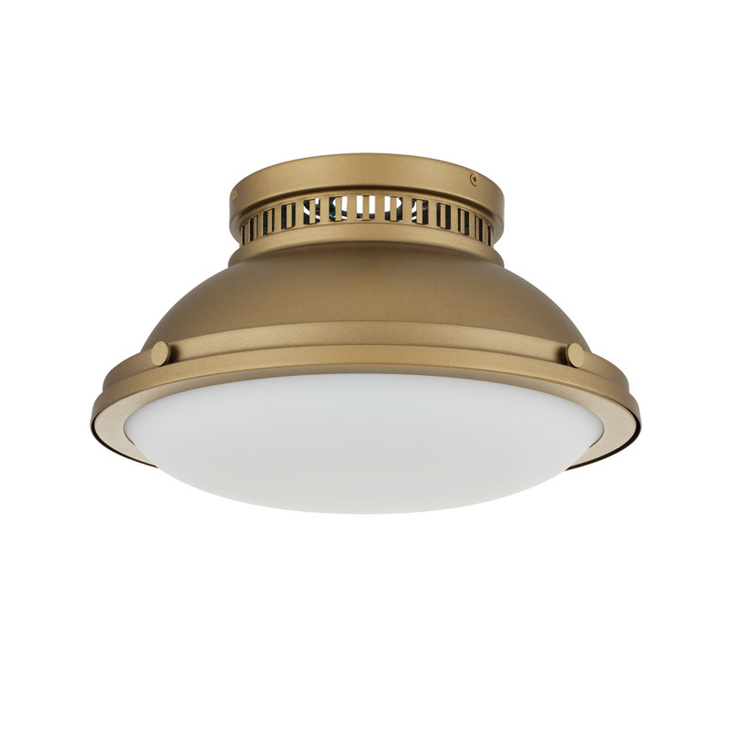 14-Inch Polished Brass Recessed Light Fixture, Dual-Head, 8" H x 14" W x 14" D, Gold