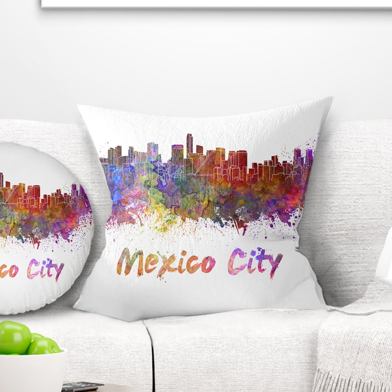 Coussin d’horizon de mexico city cityscape, 16 po x 1 po, Coussin décoratif