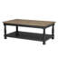 Table basse Ginie, 2 tons noir rustique, bois d'hévéa brun, 48 pouces