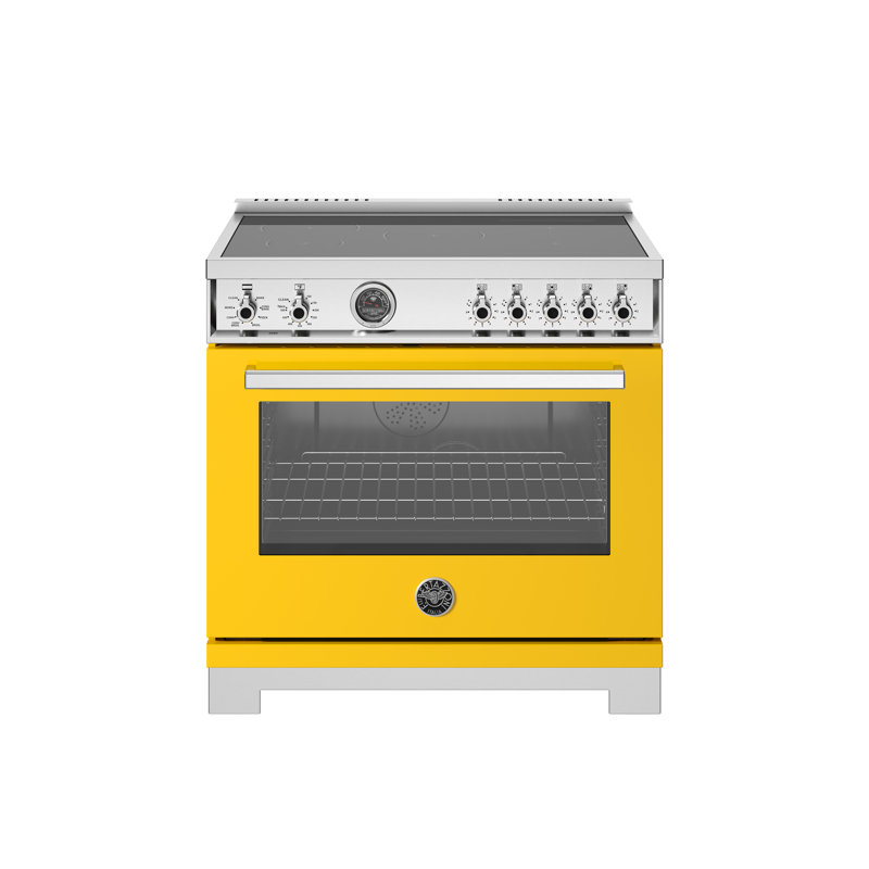 Professional Series Induction Range 36" - 5 Heating Zones + Cast-iron Griddle - Self-clean Oven, Yellow Gloss