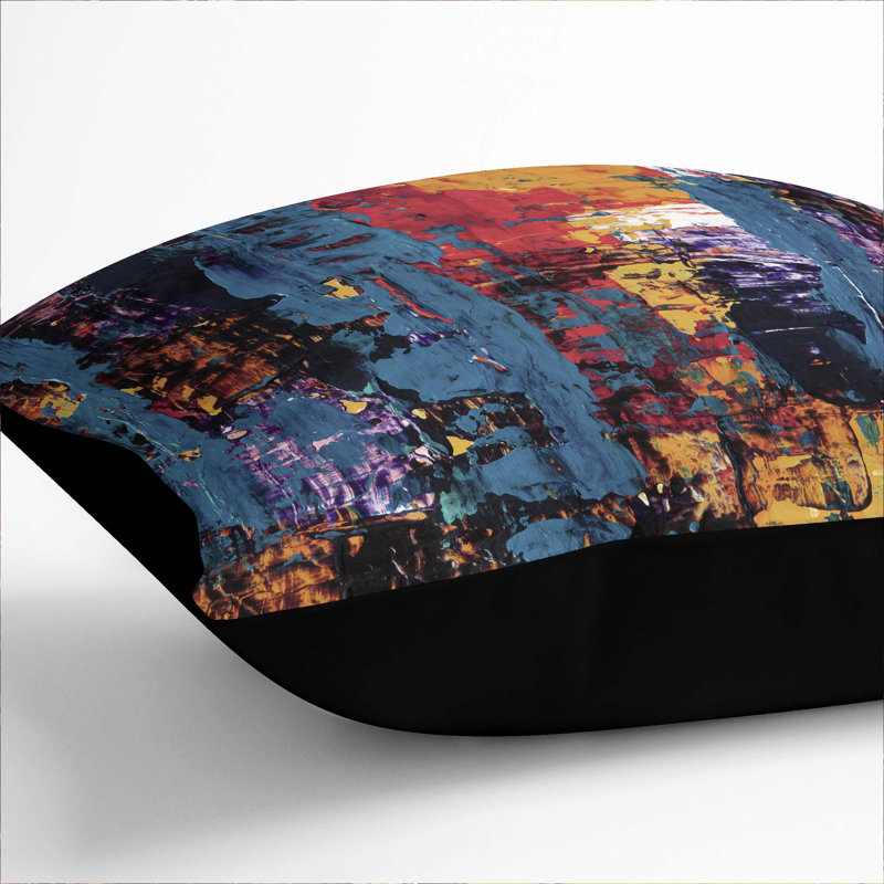 Abstract Square Throw Cushion, 55 x 55 cm, Black