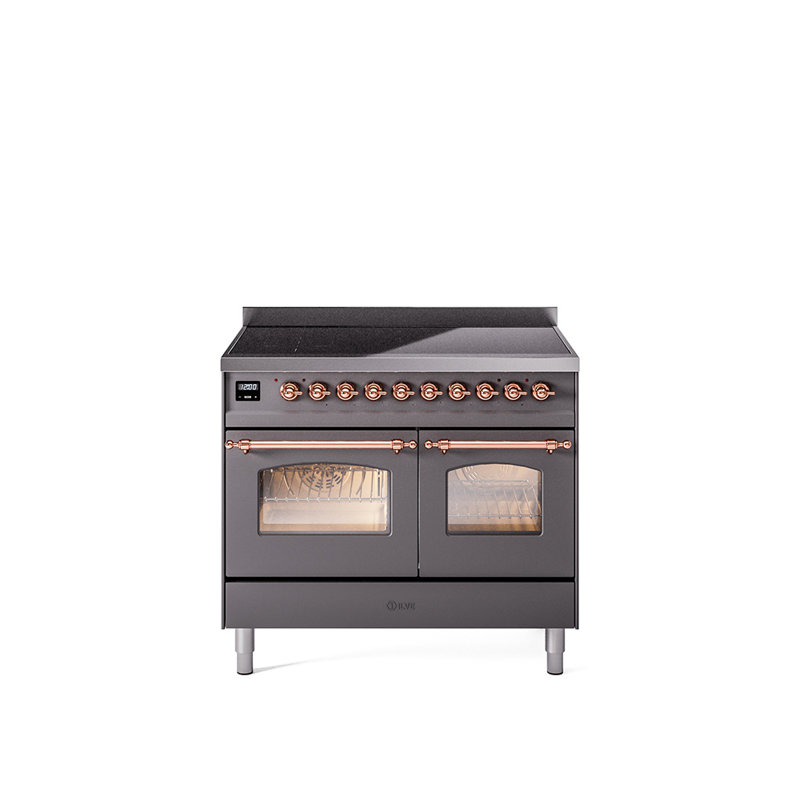 ILVE Nostalgie II Series 40 inch Induction Range with 6 Induction Elements (Glass Door), Graphite Matte/Copper