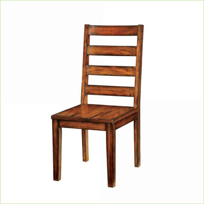 Ensemble de 2 chaises de salle à manger à dossier échelle en bois massif, finition brun clair, chêne tabac, pour la salle à manger de cuisine, adultes