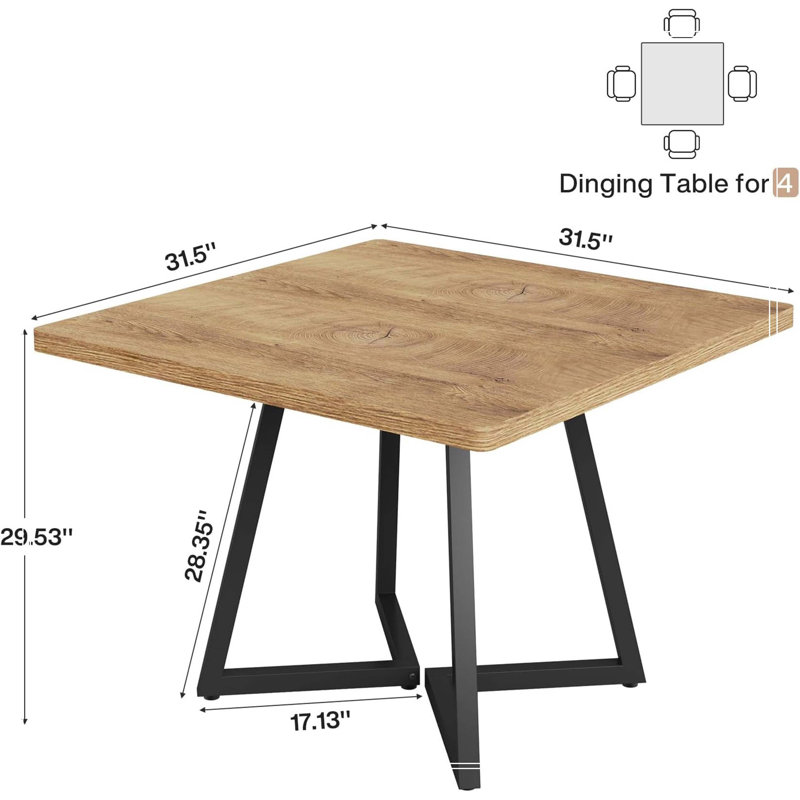 Bureau d'ordinateur carré, table de salle à manger, petite table de conférence, Noir, naturel