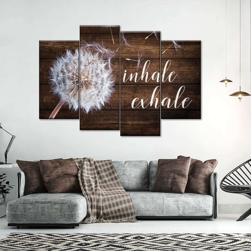 " Inhale Exhale Zen VII " by TimberType Studio 4 - Pieces, 22" H x 36" W x 1" D