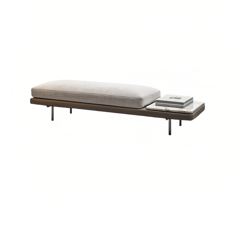 Banc rembourré en coton et lin Mirycal, H 15,74 po x l 70,86 po x P 17,71 po