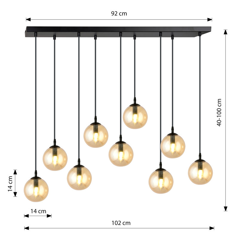 Cadesha 9 - Light Black Cluster Pendant, Amber