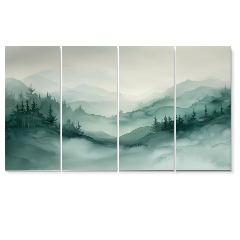 Fading Light Gradient Foret Landscape I - Lumière - Art mural traditionnel pour le salon, H 28 po x l 48 po, 4