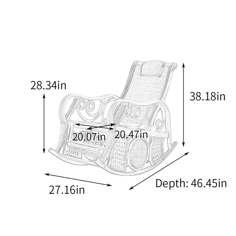 Chaise berçante en rotin décontractée Balcon, Burlywood