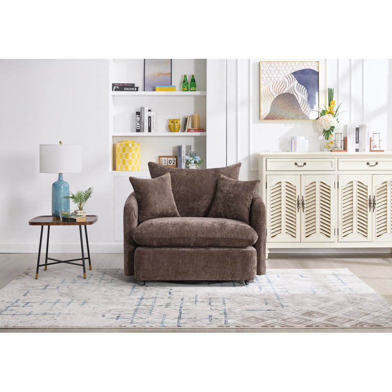Coussin de fauteuil pivotant à 360 °, fauteuil surdimensionné pour fauteuil, salon, chambre à coucher, hôtel, Tissu brun