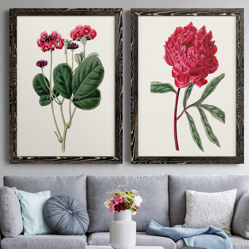 Toile encadrée rosée Blooms II, H 43,5 po x l 31,5 po x P 1 po, Toile avec cadre noir, Pas de tapis