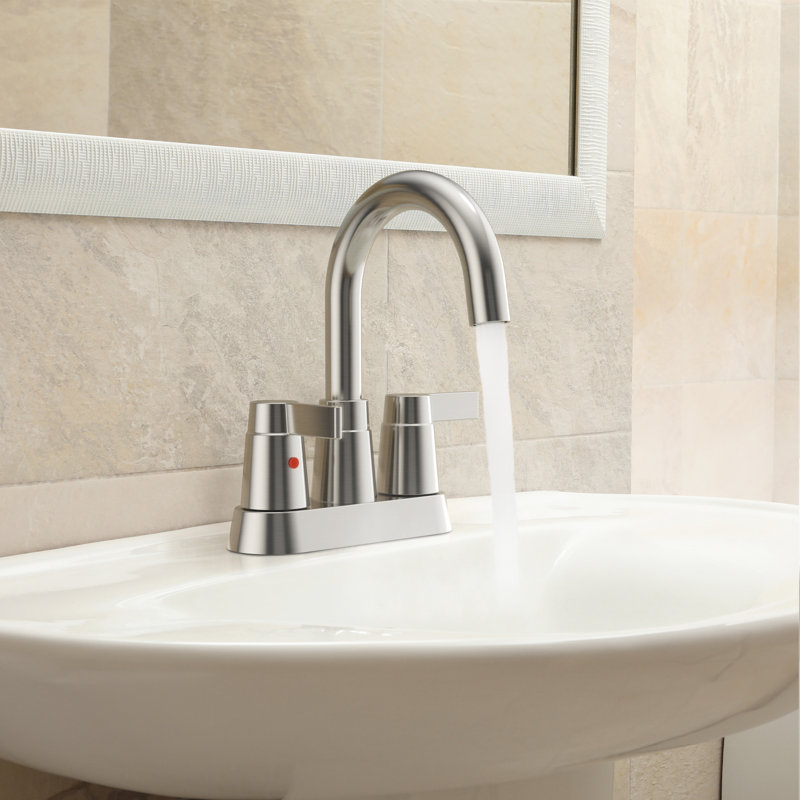 Centerset 2-handle Bathroom Faucet with Drain Assembly