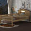 Lit plateforme simple en bois avec rangement, tête de lit et tête de lit en forme de maison - ajout de rangement naturel pour la chambre à coucher