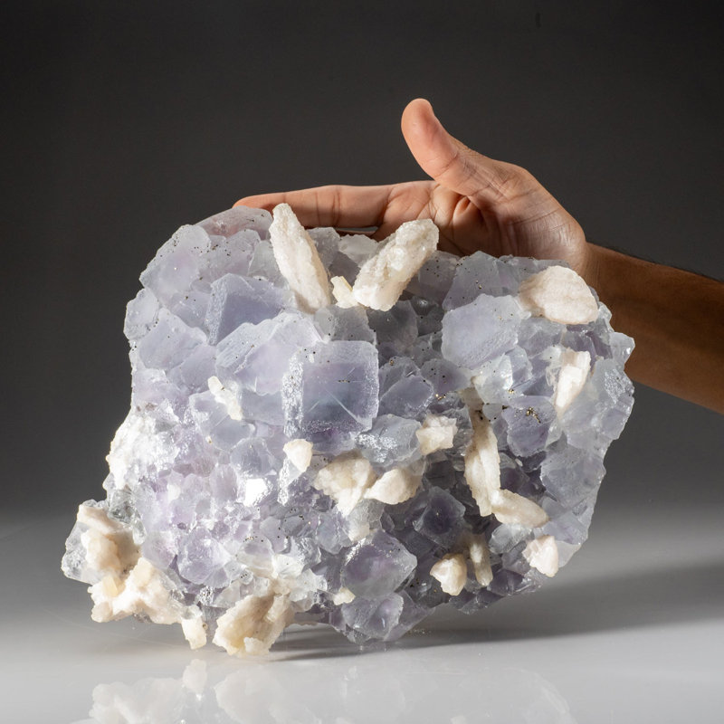 Blue Fluorite with Calcite Crystal from Hunan Province, China