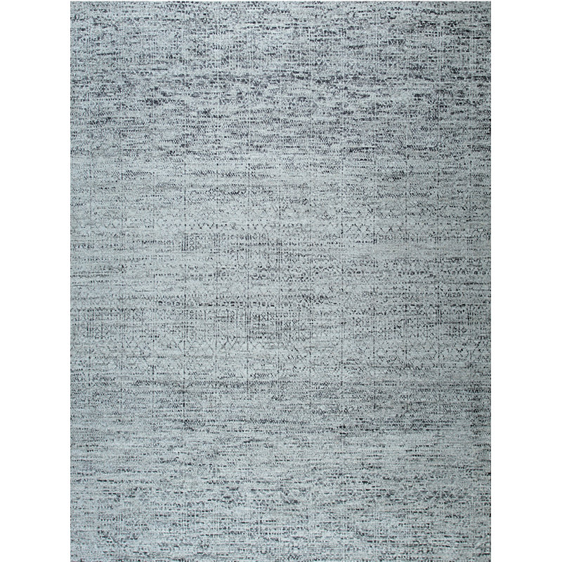 Gray Hand-Knotted Silk Subtle Textured Field Solid Open Modern Contemporary Carpet Rug, 10' x 14'