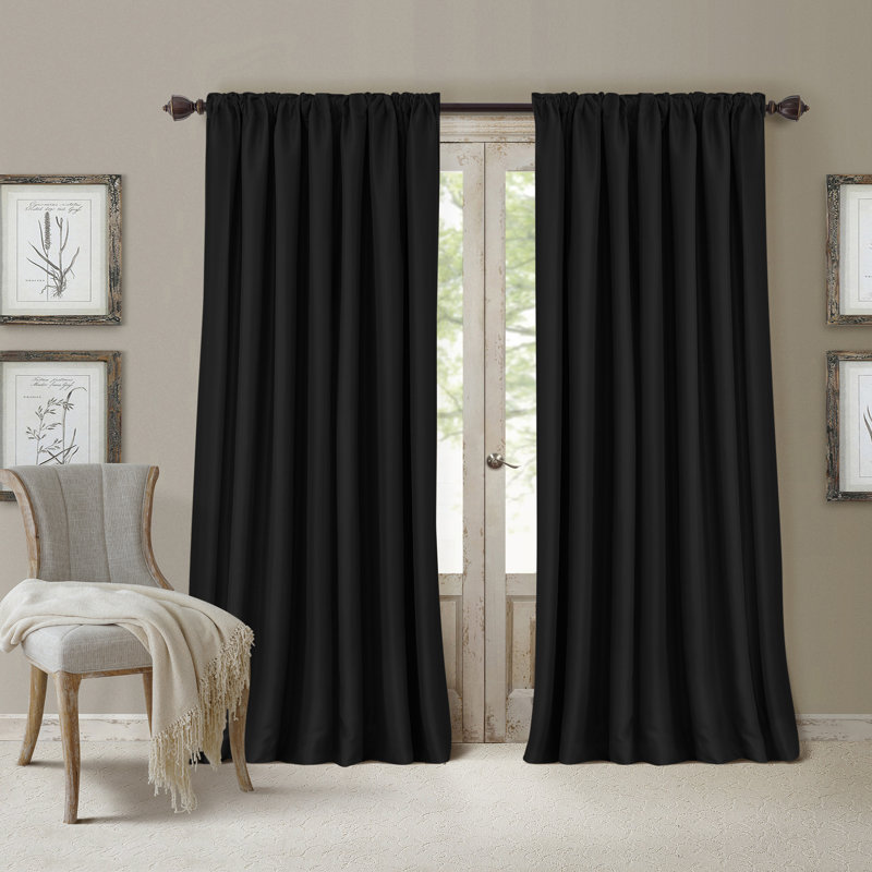 Rideau simple occultant Ardmore, Noir, l 52 po x L 108 po