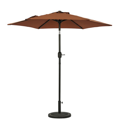 Island Umbrella Bistro 7.5 ft Hexagonal Patio Umbrella – With Crank Lift, Push-to-Tilt, Powder-Coated Aluminum Pole, 6-Rib Frame & Weather-Resistant Canopy – Coffee/Brown Outdoor Umbrellas for Patio