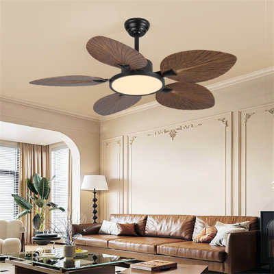 Ventilateur de plafond 52 pouces à feuilles de palmier tropical avec lumières et télécommande