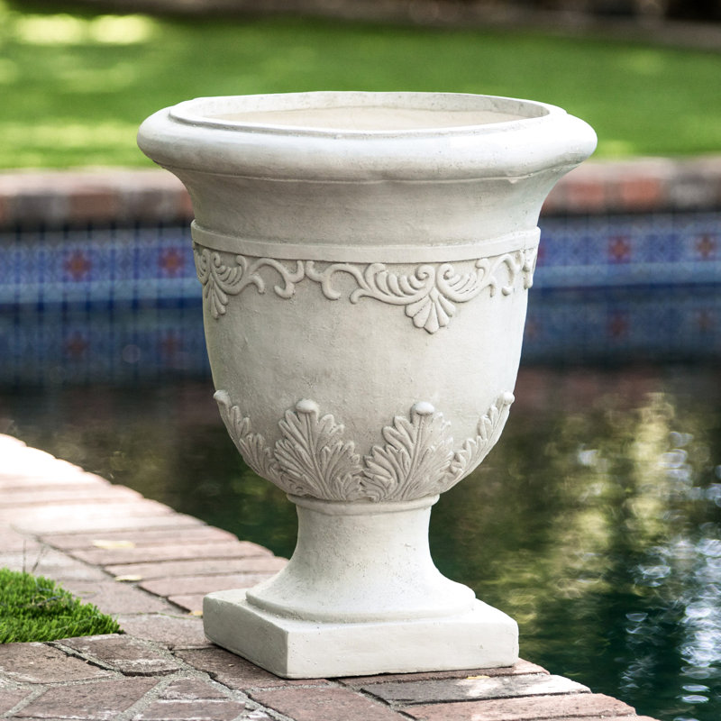 Pot à fleurs marocain en oxyde de magnésium, blanc antique, 17,09 x 20,72, pour les jardins intérieurs et extérieurs, aucun pot à assemblage blanc requis - oxyde, idéal pour