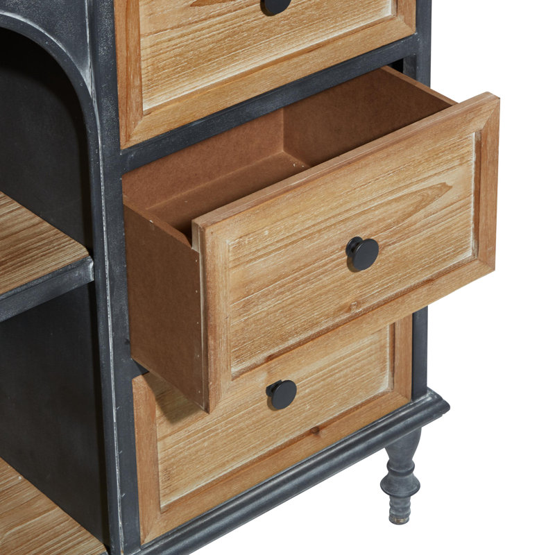 Wood 3 Drawers and 2 Shelves Brown Cabinet