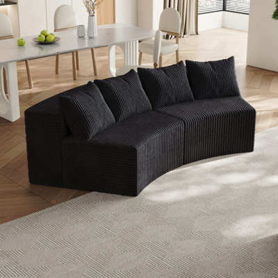 Canapé modulaire incurvé en velours Corduroy