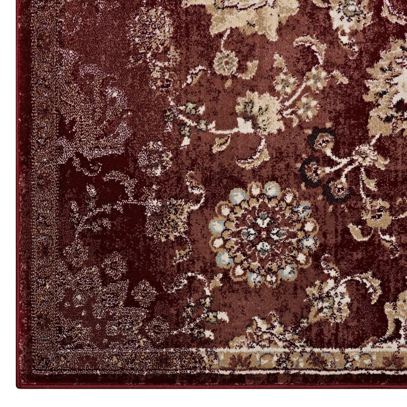 Tapis bourgogne et beige Modway Cynara, Rectangle de 5 pi x 8 pi