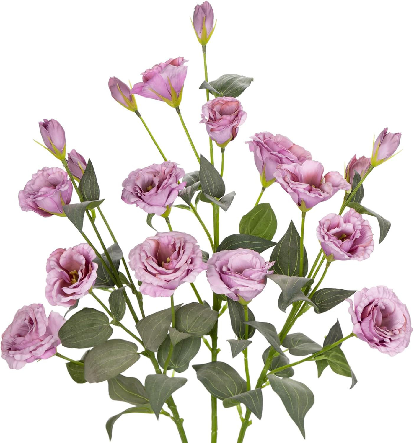 Primrue Purple,3Pcs Eustoma Lisianthus Flowers With Long Stem, Faux