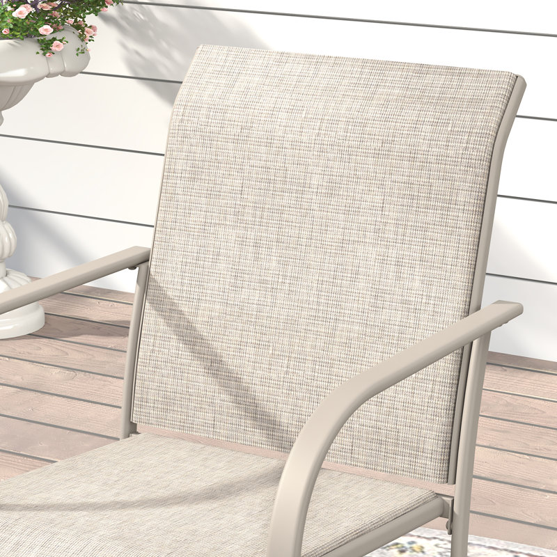 4-Person Patio Dining Set with Round Dining Table and 4 Stackable Textilene Armrest Chairs (Set of 5)