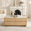 Table basse moderne en marbre avec alimentation intégrée et éclairage DEL - Taille compacte, garniture dorée, télécommande / contrôle d'application-1757094036